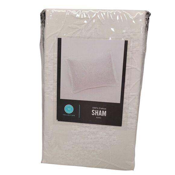 Martha Stewart Collection Floral Matelasse 100% Cotton KING Sham White - Picture 2 of 9